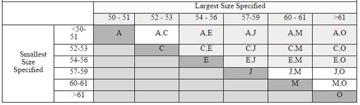 表3根据尺寸规格确定的试验封头形状