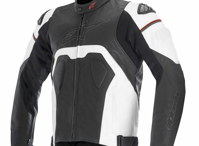 Alpinestars核心皮夹克在黑色和白色