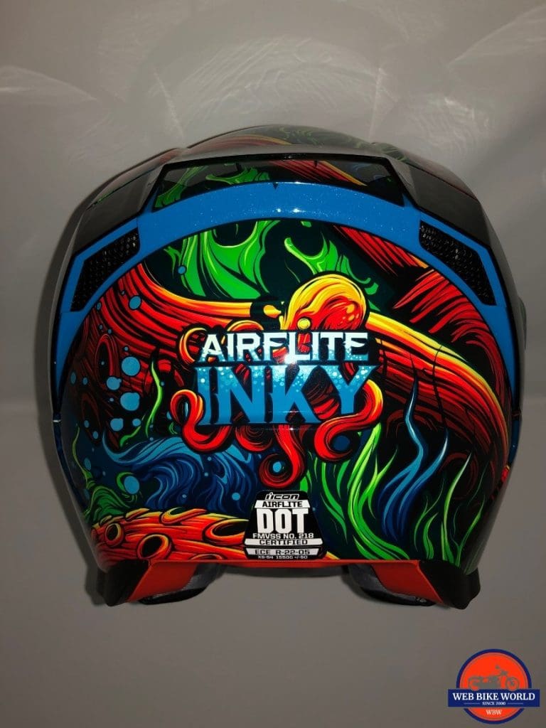 图标Airflite墨色头盔后视图扰流板和两个排气端口