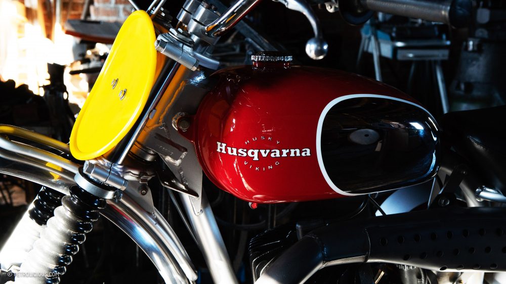 1968年Husqvarna Viking 360的特写，之前是Steve McQueen的财产。
