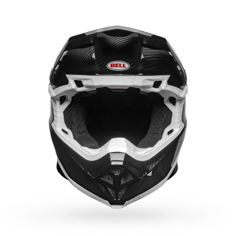 正面的贝尔摩托10全脸头盔，在新的光泽碳完成