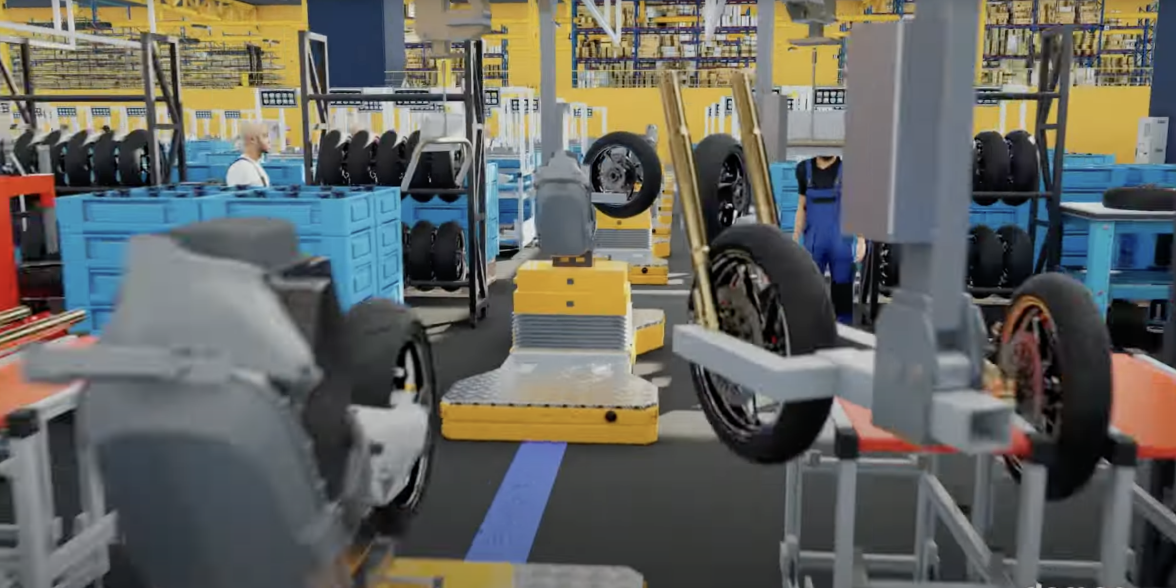 达蒙摩托车生产工厂的模拟视图