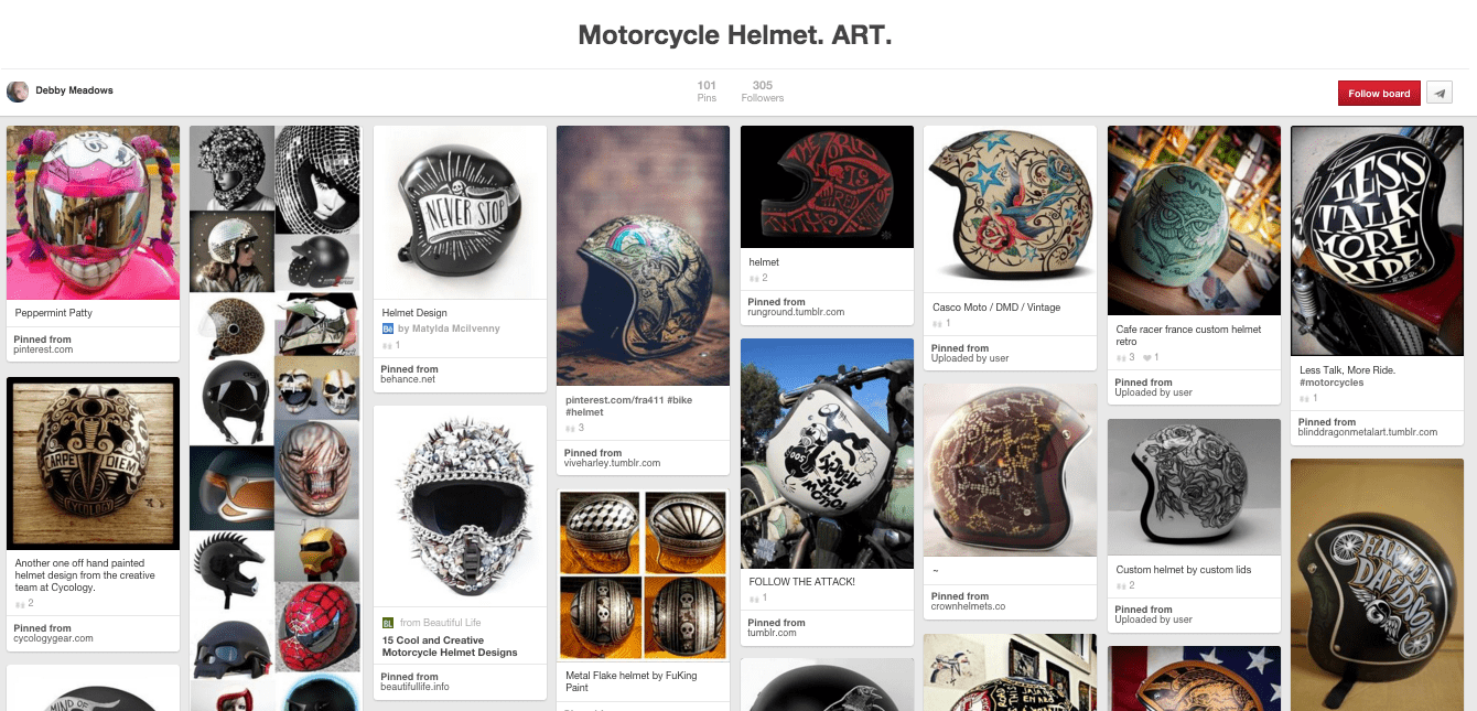 Pinterest摩托车头盔艺术委员会