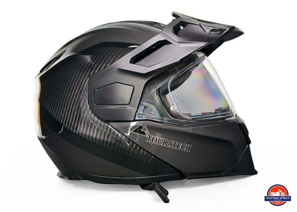 侧面的Touratech Aventuro旅行者碳头盔。
