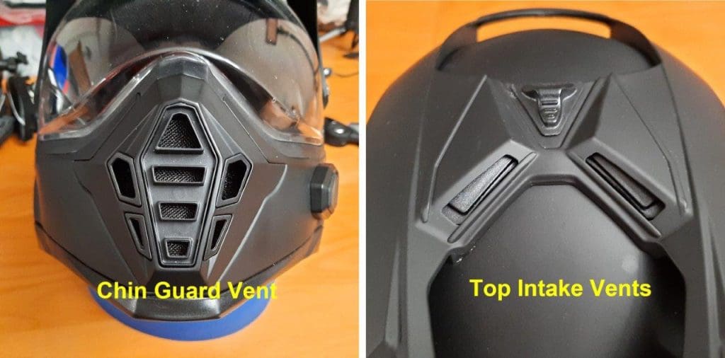 下巴警卫通风口和顶部进气通风口的Viaggo parare头盔