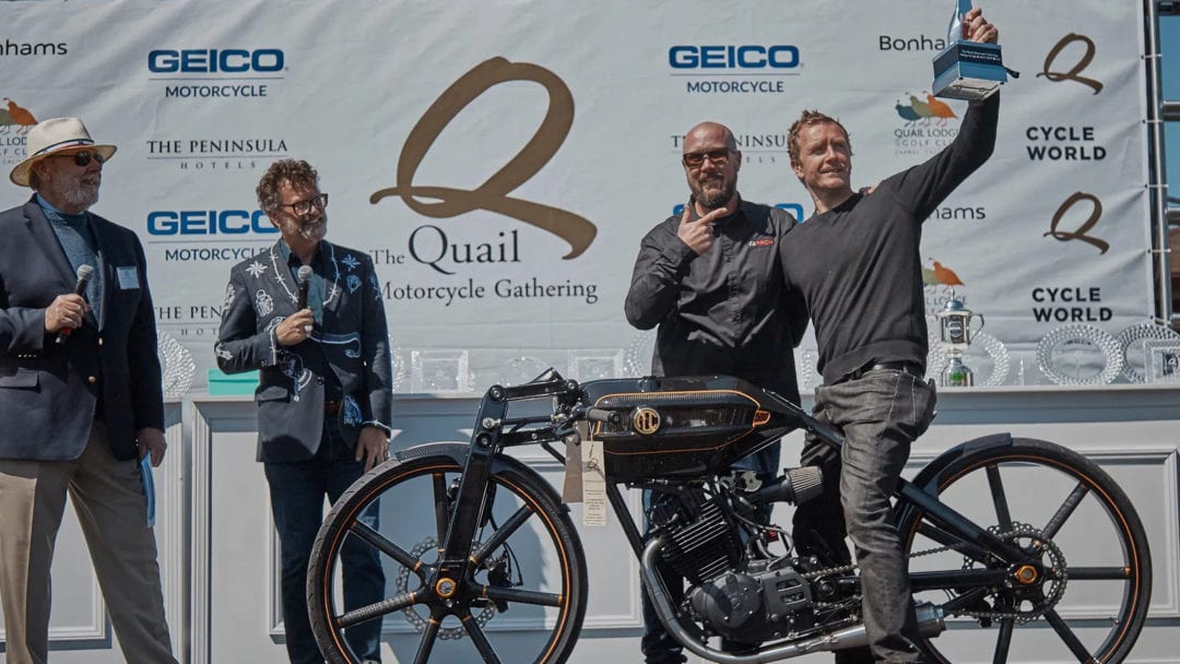 Niki Smart在2019年鹌鹑展上展示了他的最佳设计奖，他的定制ABC 500摩托车