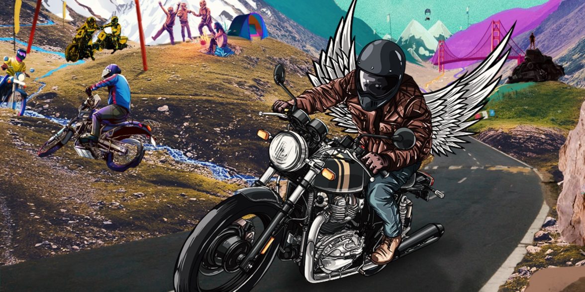 皇家恩菲尔德的“摩托车的艺术”运动的观点。媒体来源:皇家恩菲尔德网站。
